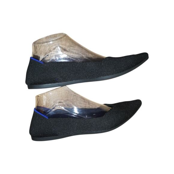 Rothy’s The Point Black Knit Flats Women’s Size 7.5 Blue Trim Sustainable - Picture 7 of 10